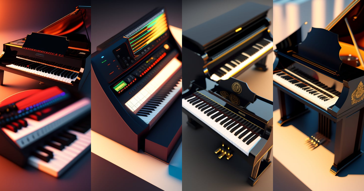 Lexica - Poly music piano keyboard, 3d isometric rendering