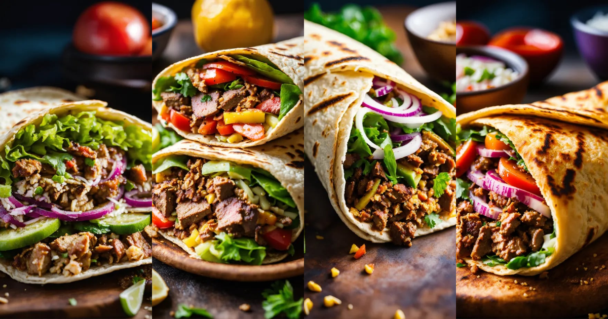 Lexica - Imagining a mouthwatering shawarma, close-up, food photography ...