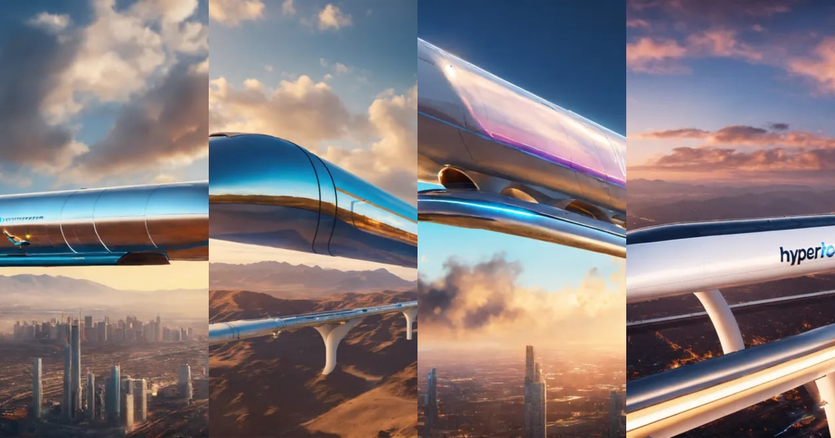 Lexica - Hyperloop flying in the sky, 8k, masterpiece.