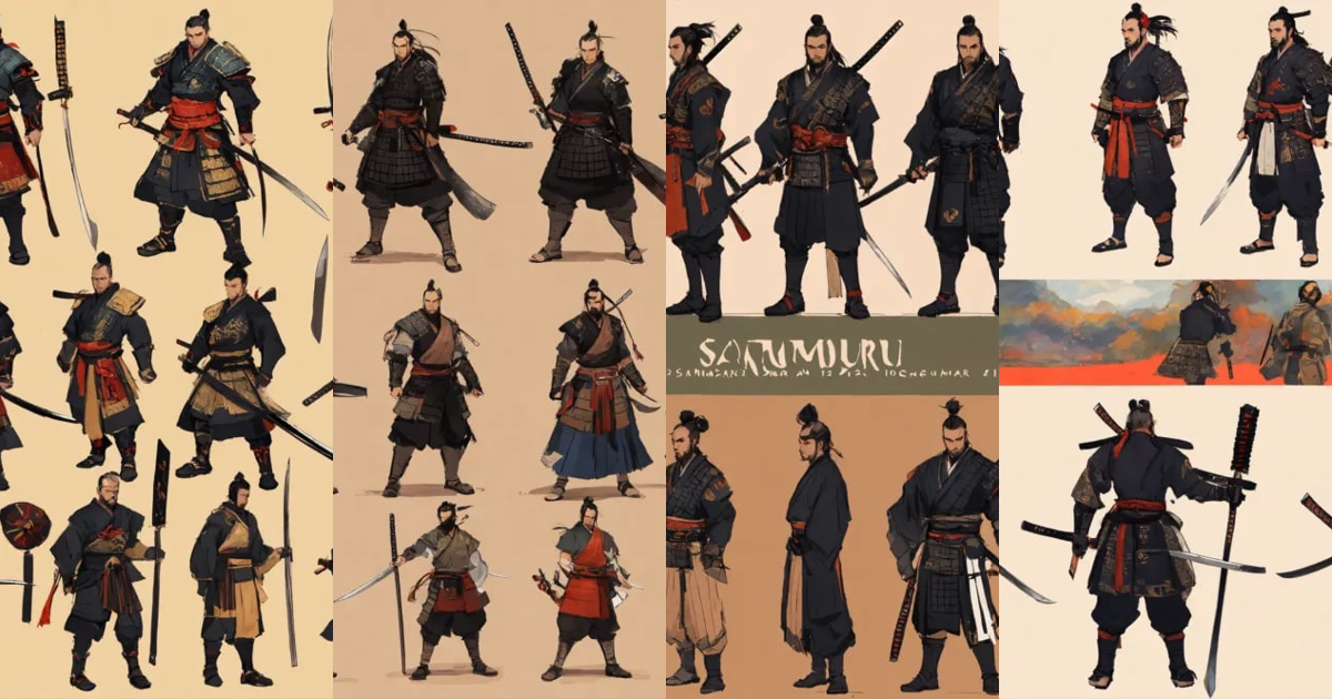 Lexica - Concept art of Samurai, 12 different designs with different ...