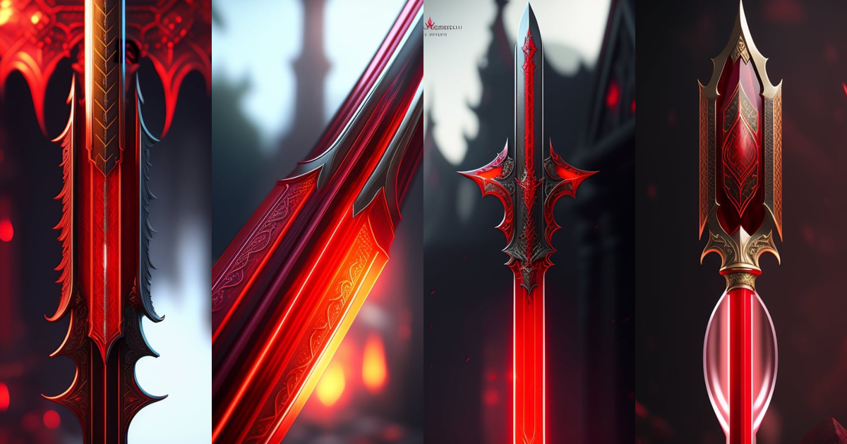 Lexica - Fantasy longsword made of transparent red glass, evil magic ...