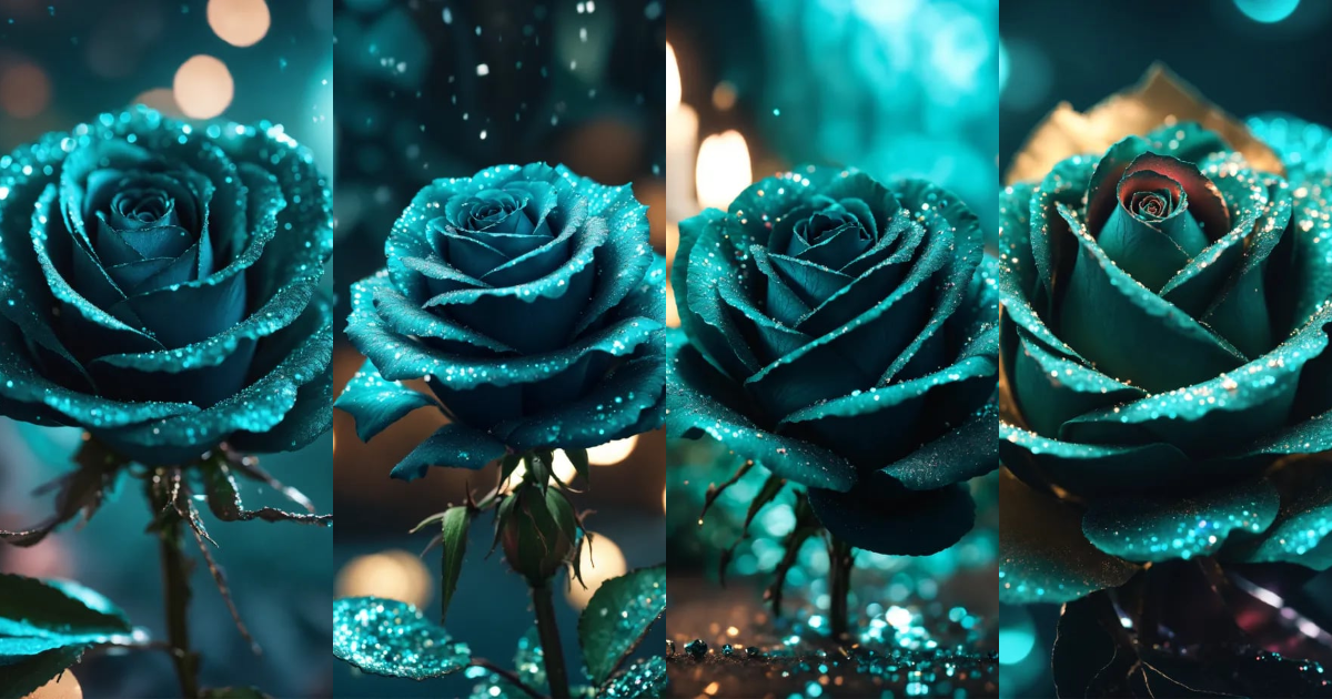 Lexica - Close-up mythical black teal rose wrapped in movement; Texture ...