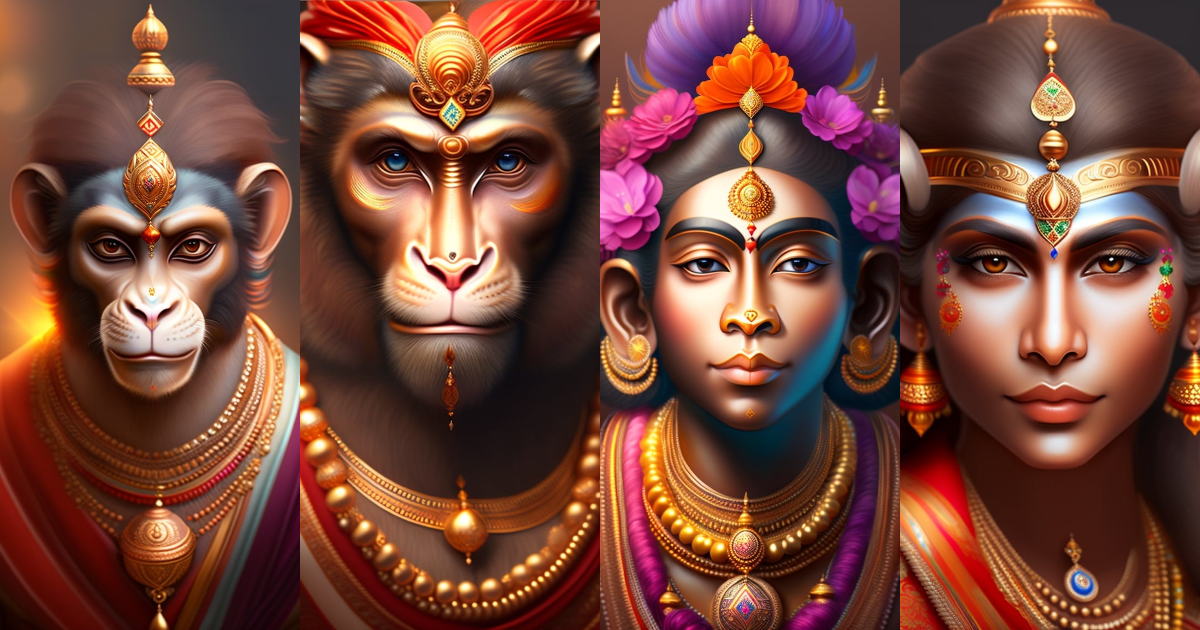 Lexica - Hindu monkey god, beautiful humanistic face