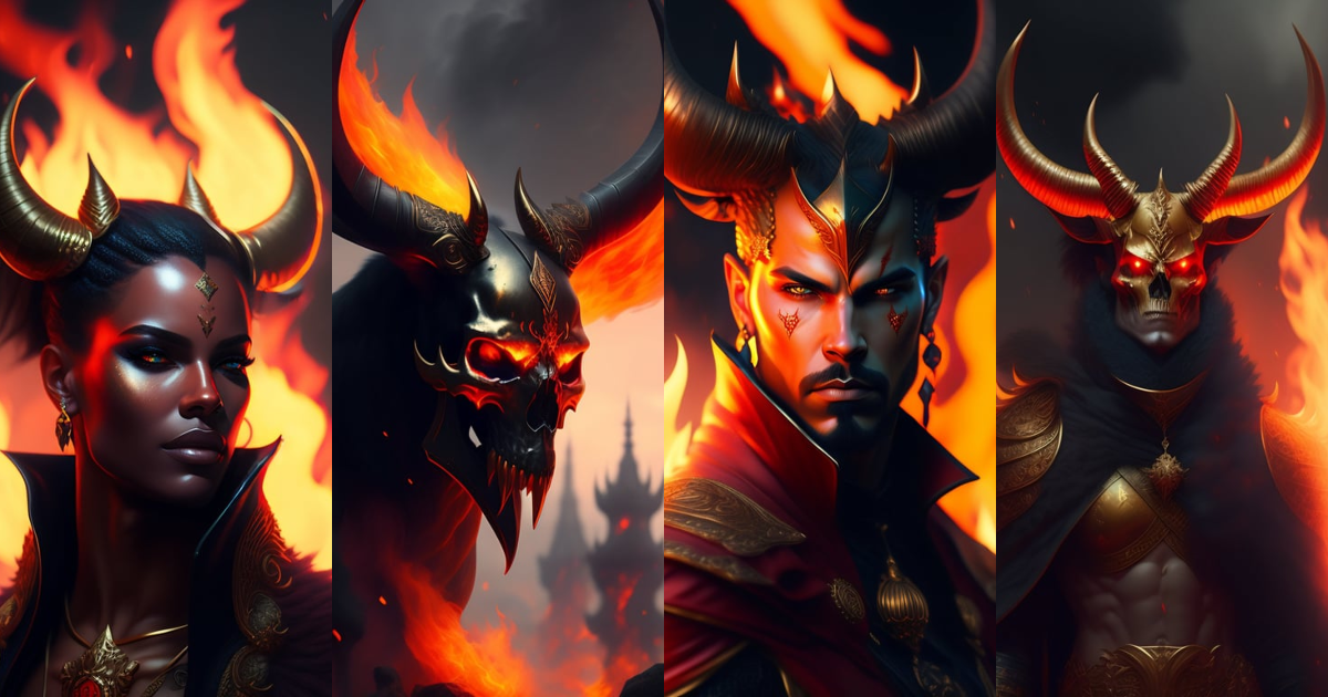 Lexica - Portrait of the devil with his horns on fires on a skull on ...