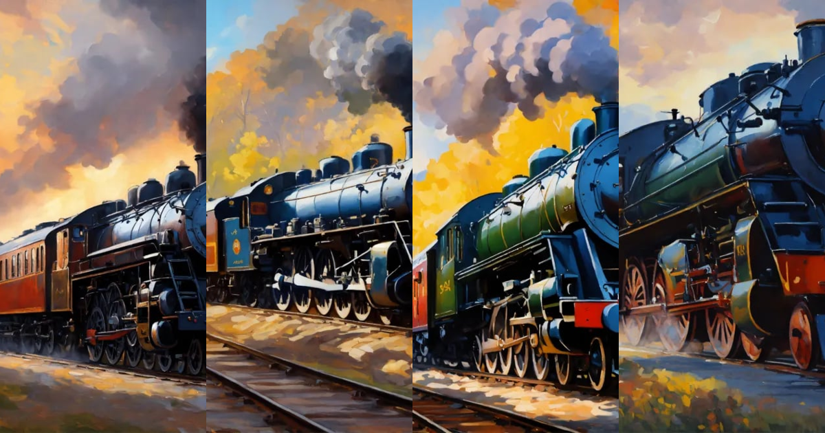 Lexica - Create a painting of an steam locomotive big boy, painting by ...