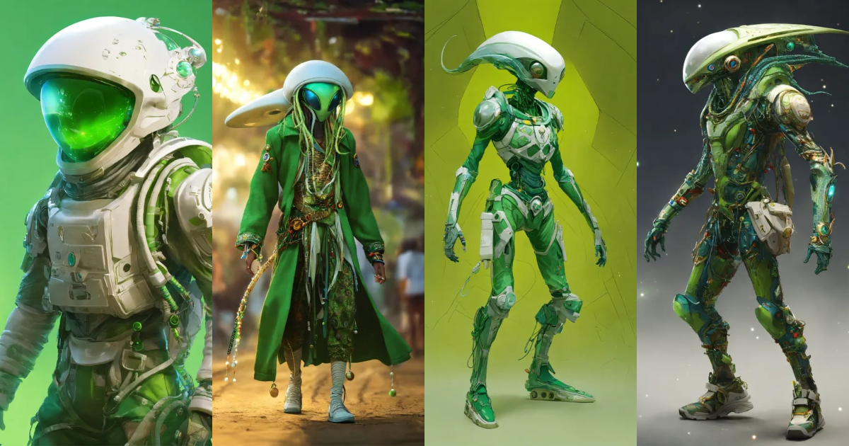 Lexica - A Alien, Hippiestyle with Rastahair, vibrand green and pearl ...