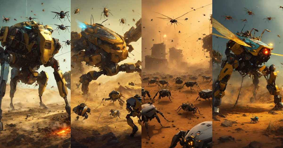 Lexica - Swarms of insect bots attack, destruction, wasteland