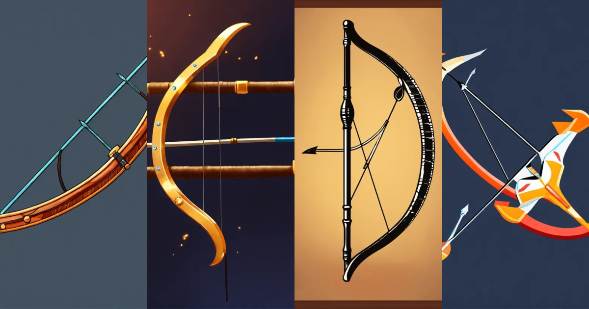 Lexica - Bow and arrow icon for game, transparent background