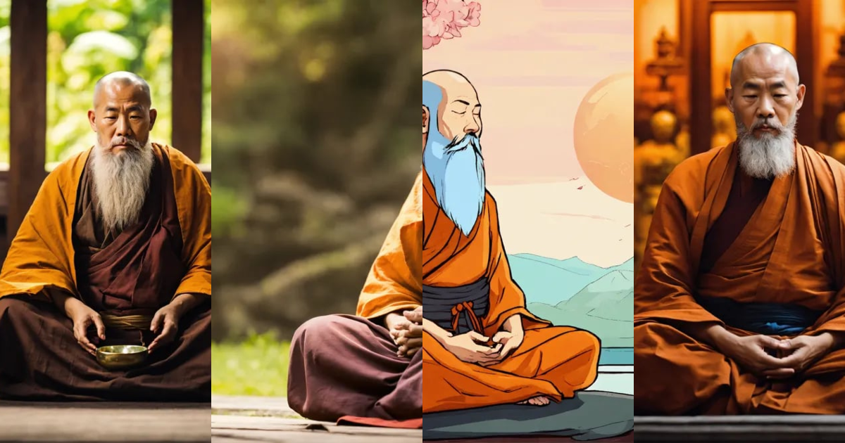 Lexica - Wise zen monk with beard sitting in meditation