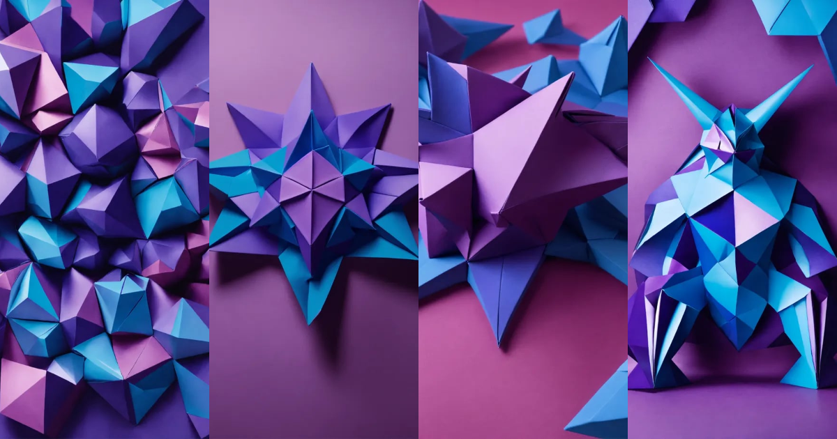 Lexica - Purple and blue 3D ABSTRACT GEOMETRIC PATTERN center figure ...