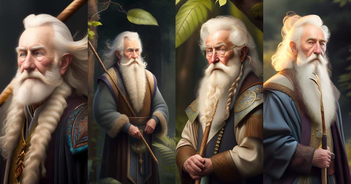 Lexica - Portrait of scruffy skinny very old male druid in rags with ...