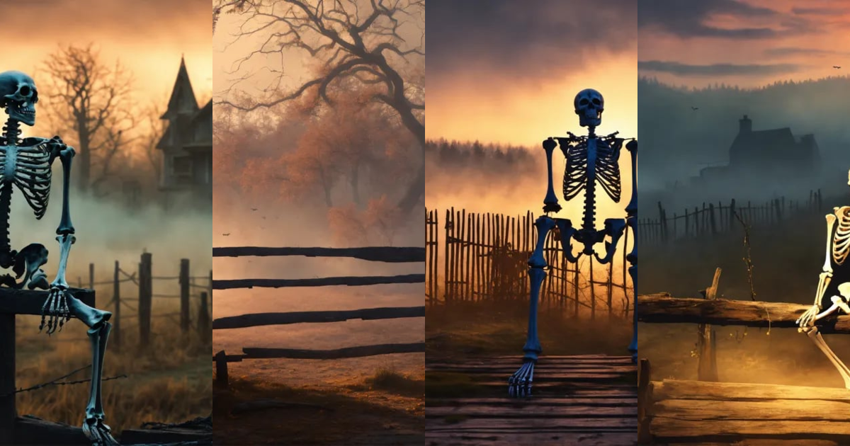 Lexica - Create a digital art piece featuring a skeleton sitting on an ...