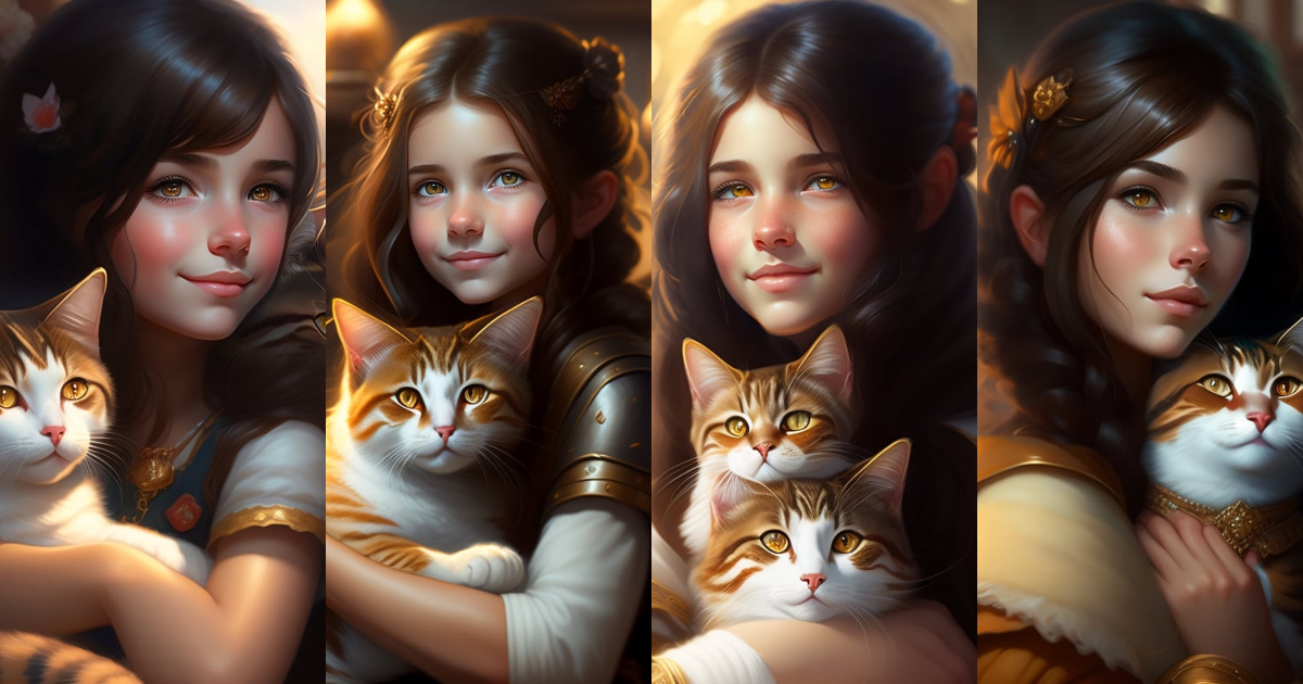 Lexica - A detailed portrait of a cute calm brunette girl hugging a ...
