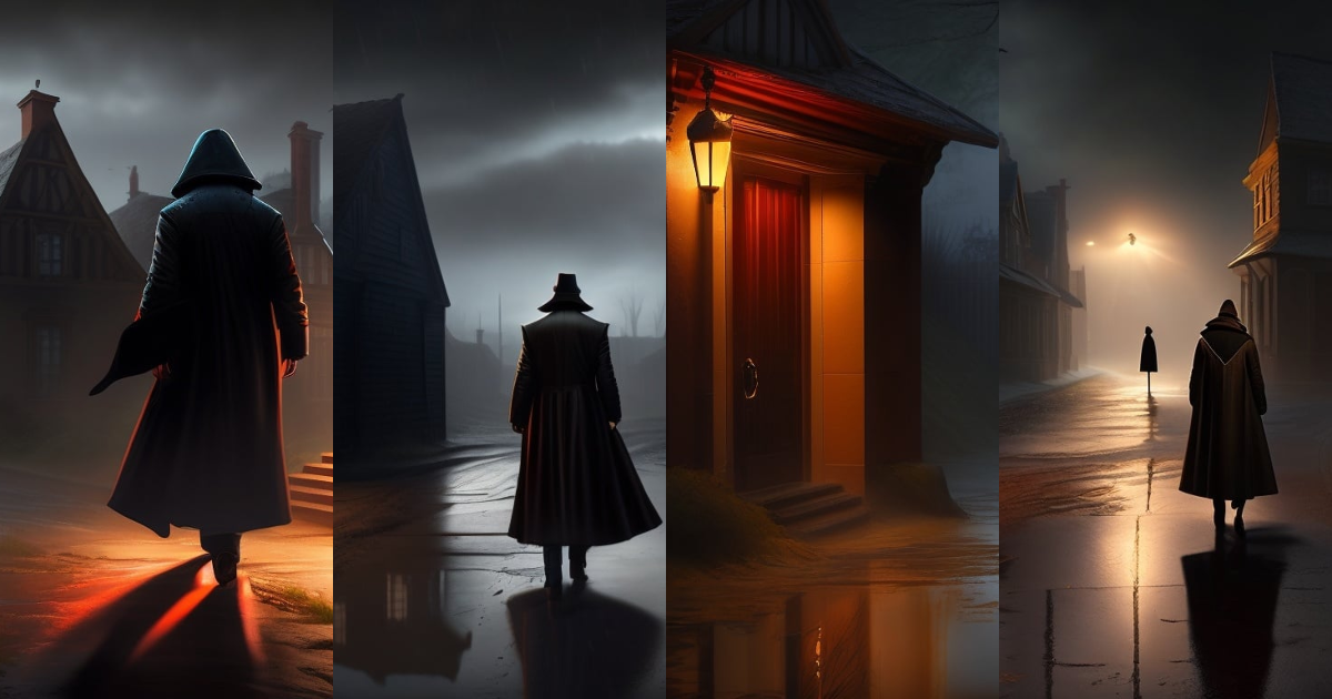 Lexica - A dark and stormy night. A lone figure walks down a deserted ...