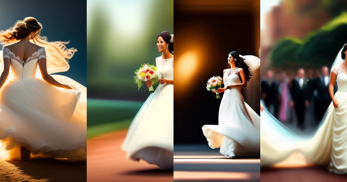 Lexica - Huge coffee paper cup chasing a bride, digital art.