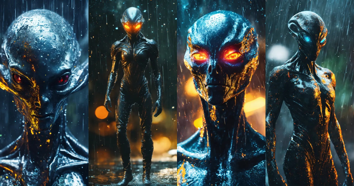 Lexica - An menacing alien with glowing eyes filled with swirling ...