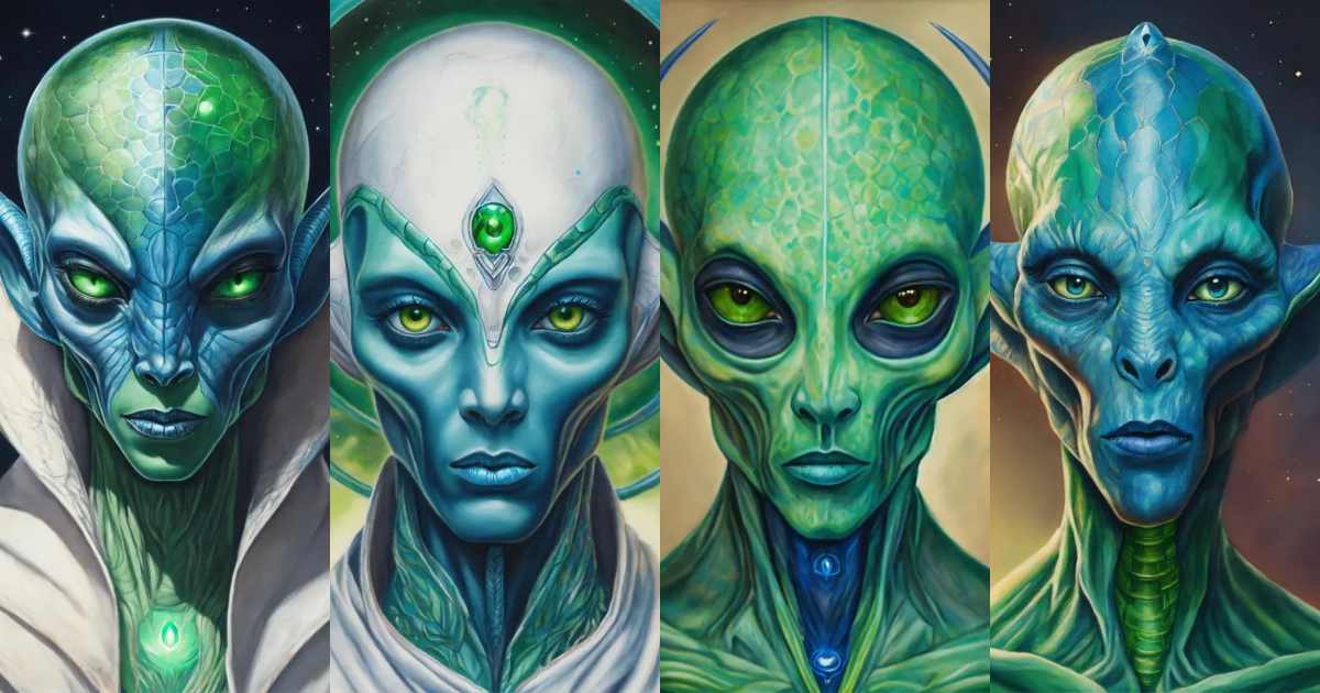 Lexica - Realistic colored pencil drawing of an Arcturian alien with ...