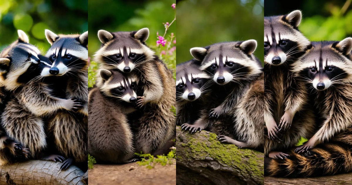 Lexica - Raccoons hugging each other
