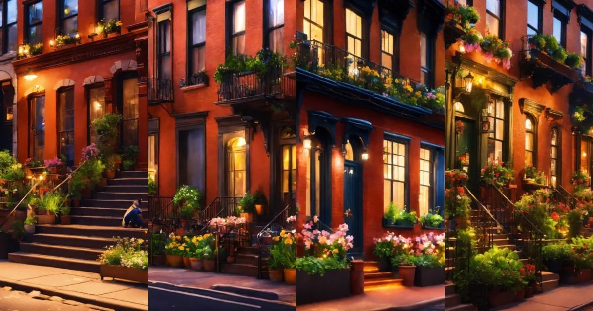 Lexica - Epic shot of a brownstone houses in Greenwich Village in New ...