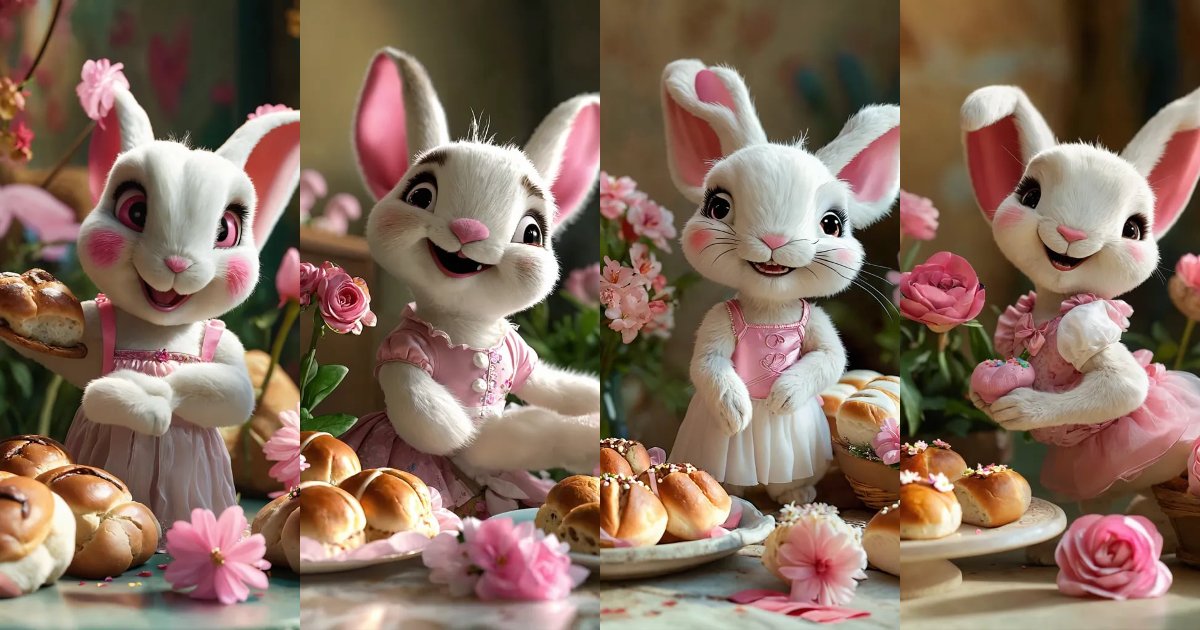 Lexica - Disney inspired pixar realistic smiling cute white rabbit ...