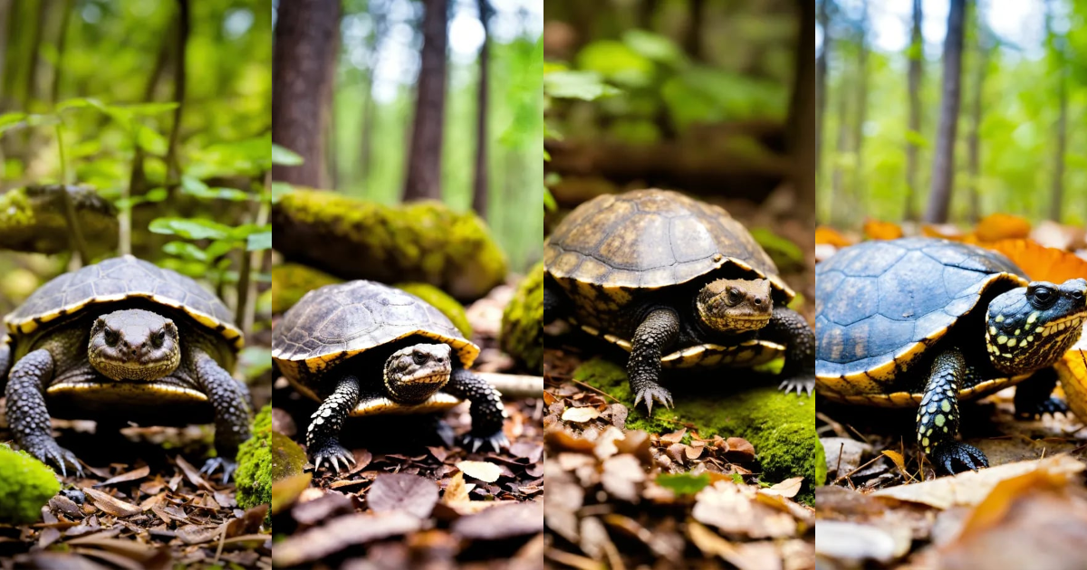 Lexica - A small snapping turtle with a checkerboard shell crawling in ...