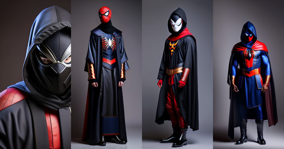 Lexica - Young man, fully masked, fantasy, Spider-Man style, black ...