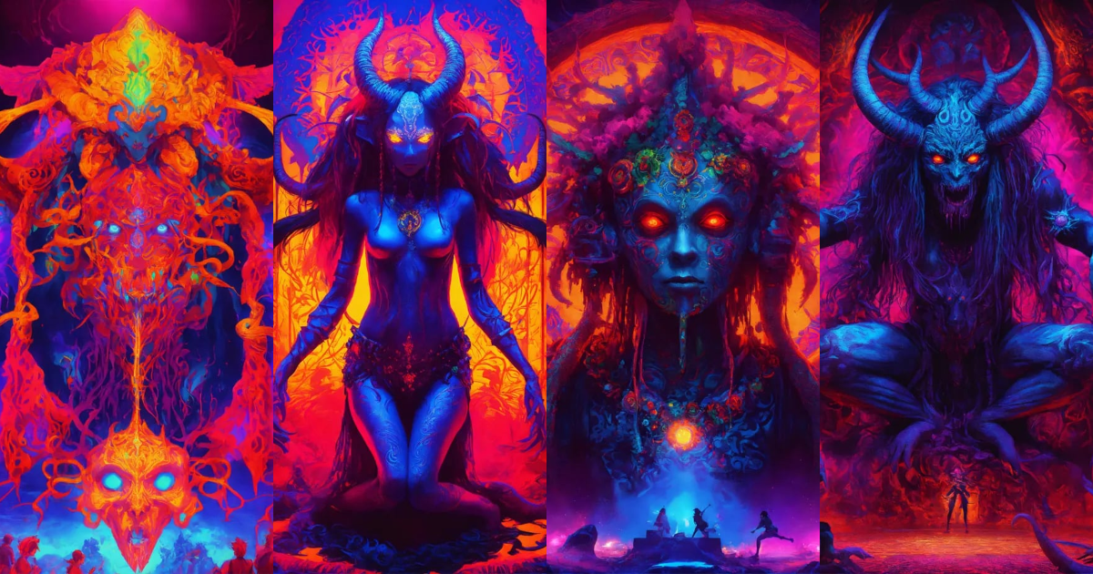 Lexica - Full body the grudge Bahpomet in Blacklight DMT demon ...