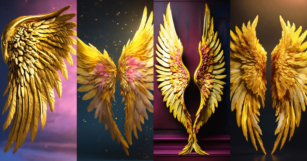 Lexica - Beautiful and perfect small angel wings in yellow with ...