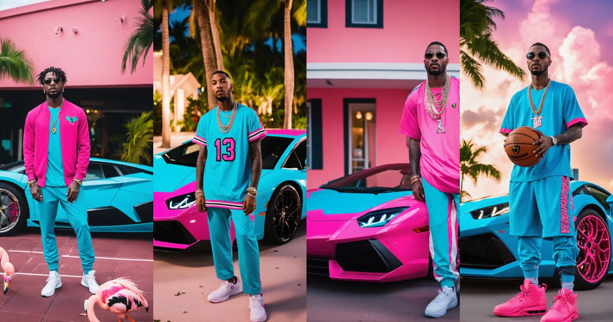 Lexica - Close up photos of a rapper in Miami Beach wear a blue Tiffany ...