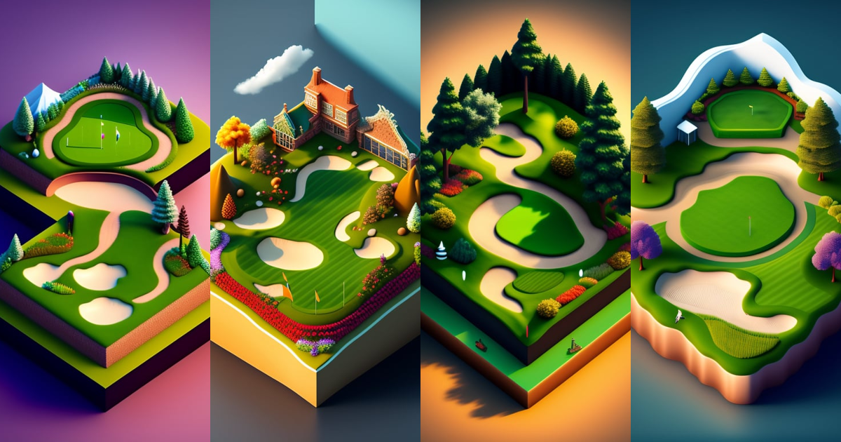 Lexica - Isometric view of a beautiful golf course