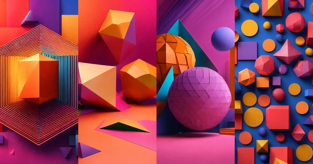 Lexica - 3D abstract geometric shapes with dimensional lines and gradients