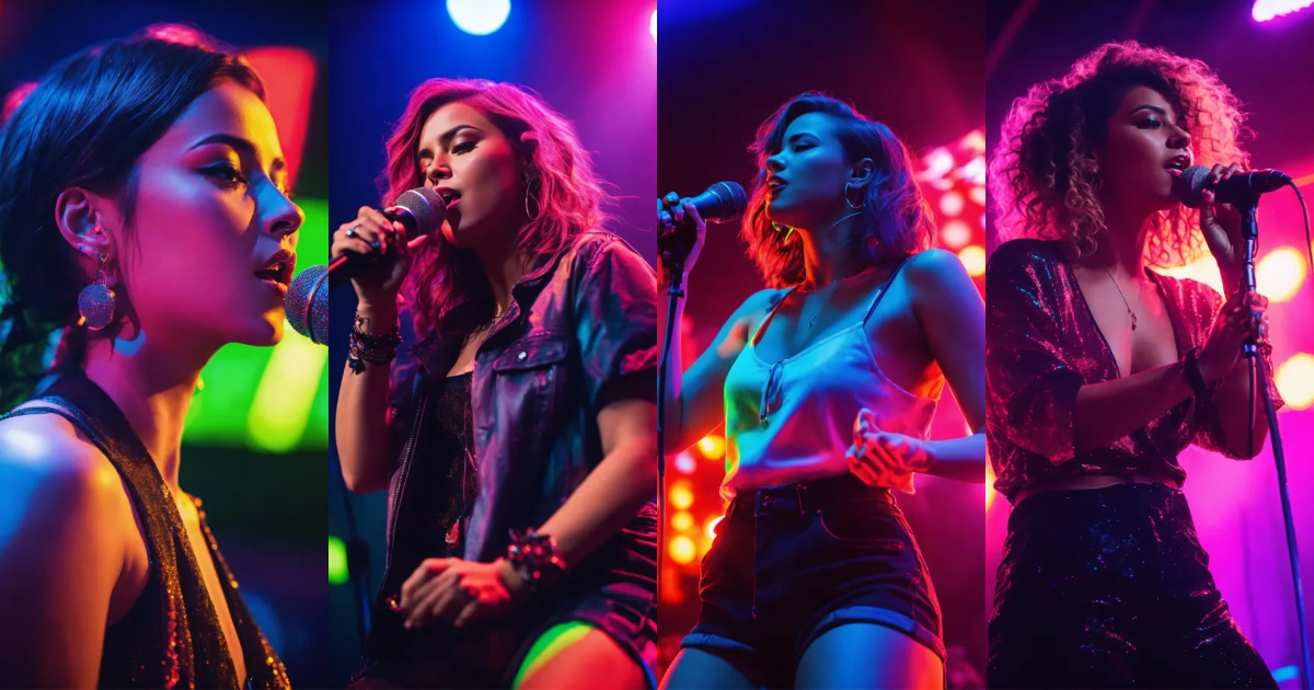 Lexica - Cinematic photography, modern, female singer on stage ...