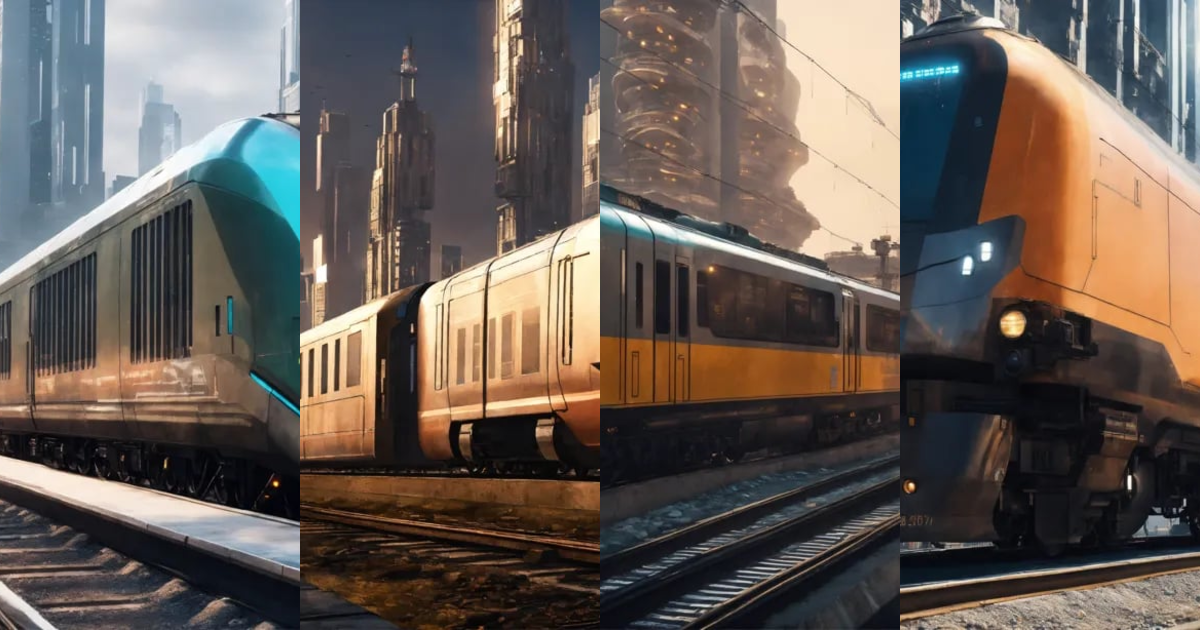 Lexica - Realistic style, A future train in a near future city and a ...