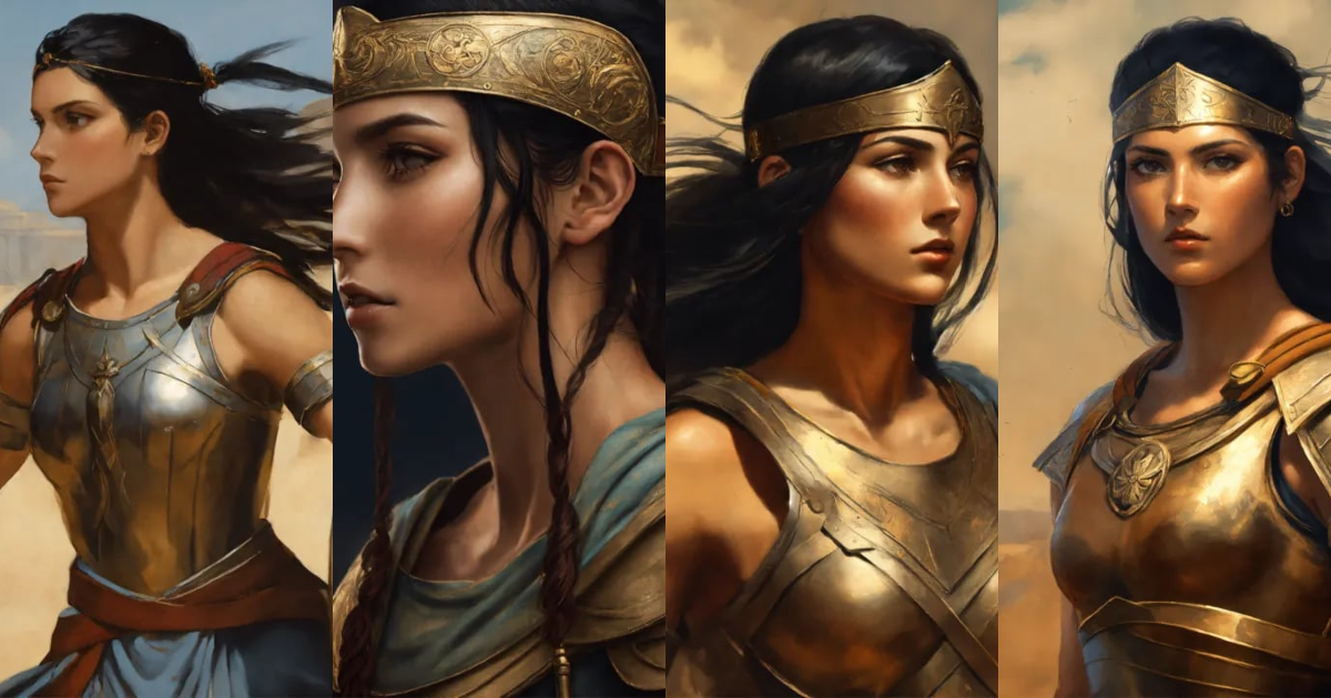 Lexica - Thin ancient Greek warrior woman in battle with tan skin and ...