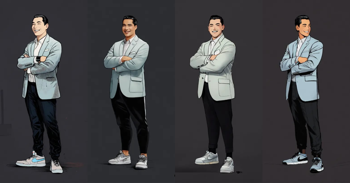Lexica - A clean rounded face CEO standing and smiling wearing black ...