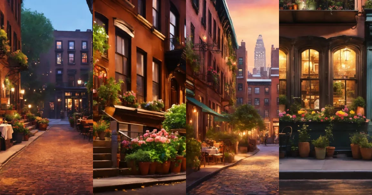 Lexica - Epic shot of a brownstone houses in Greenwich Village in New ...