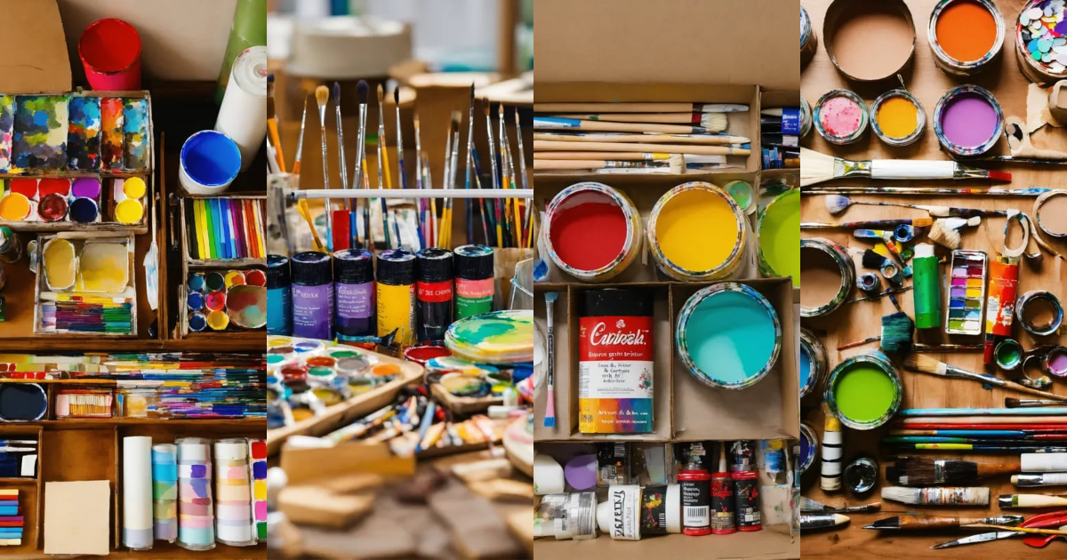 Lexica - A photo of a large selection of arts and crafts supplies. The ...