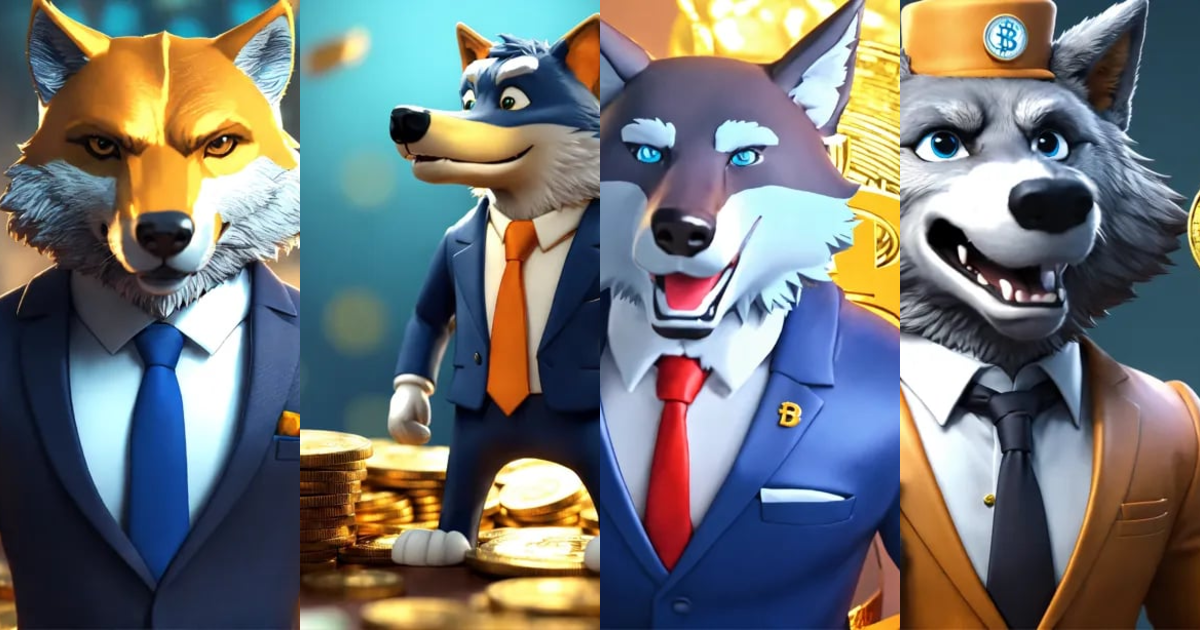 Lexica - A bitcoin wolf in a suit with Indian rupee on hand, 3d cartoon ...
