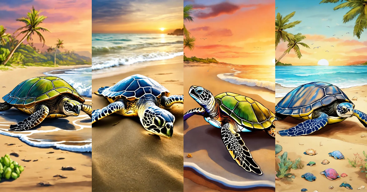 Lexica - Olive Ridley Sea Turtle on the beach, realistic art for a ...