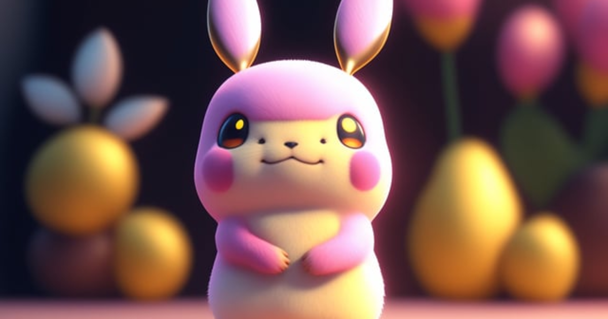 Lexica - Cute small pink pikachu, big smile, one feather up waving to ...