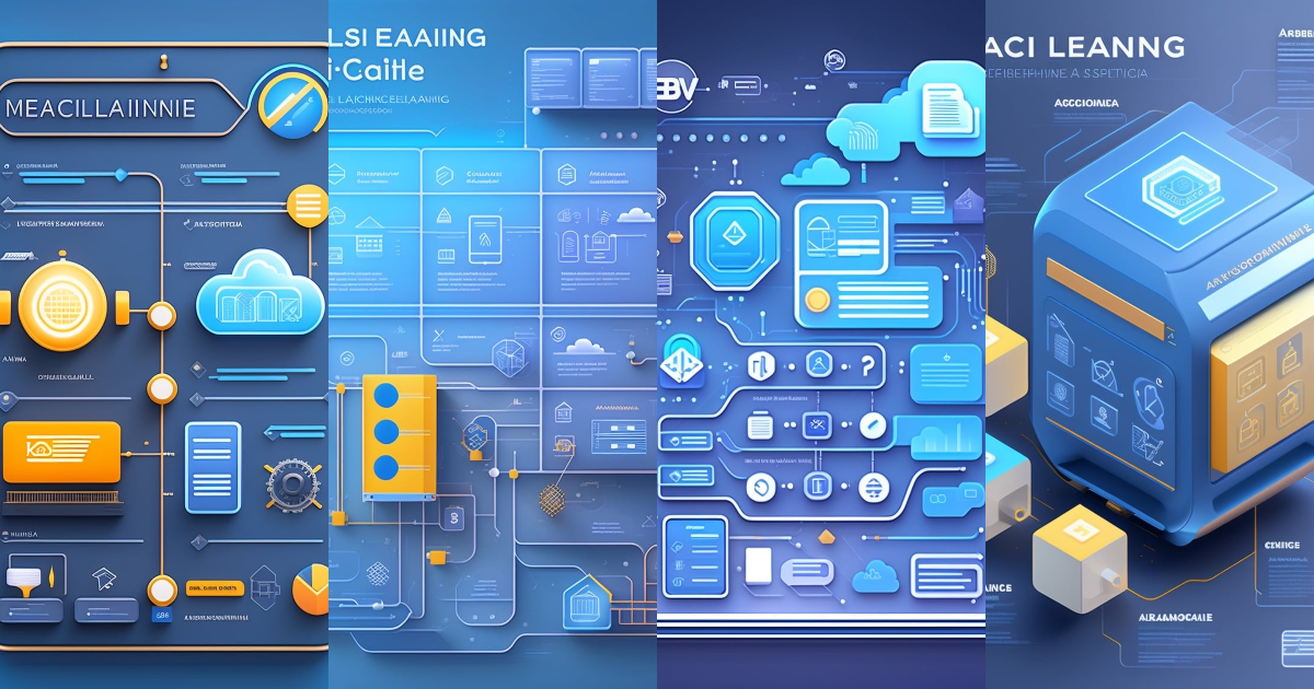 Lexica - A blueprint of a machine learning model with various AI icons ...