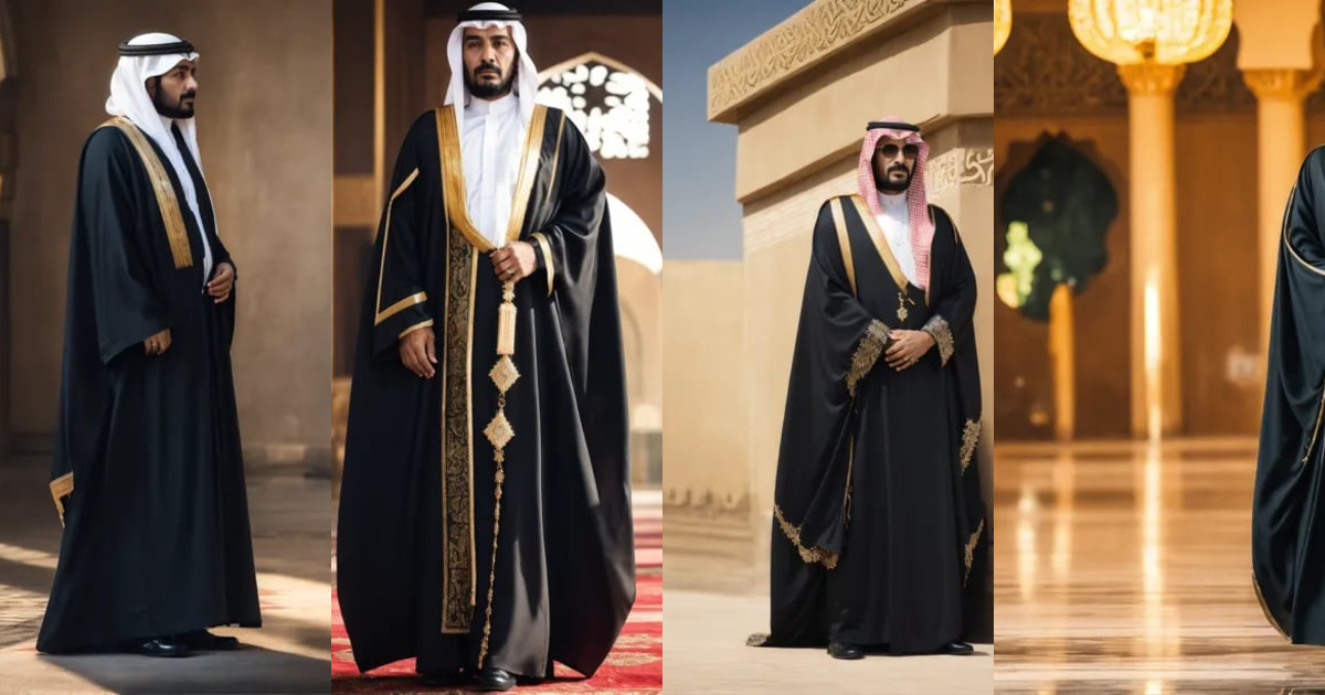 Lexica - Saudi old king, traditional costume, standing, looking side ...