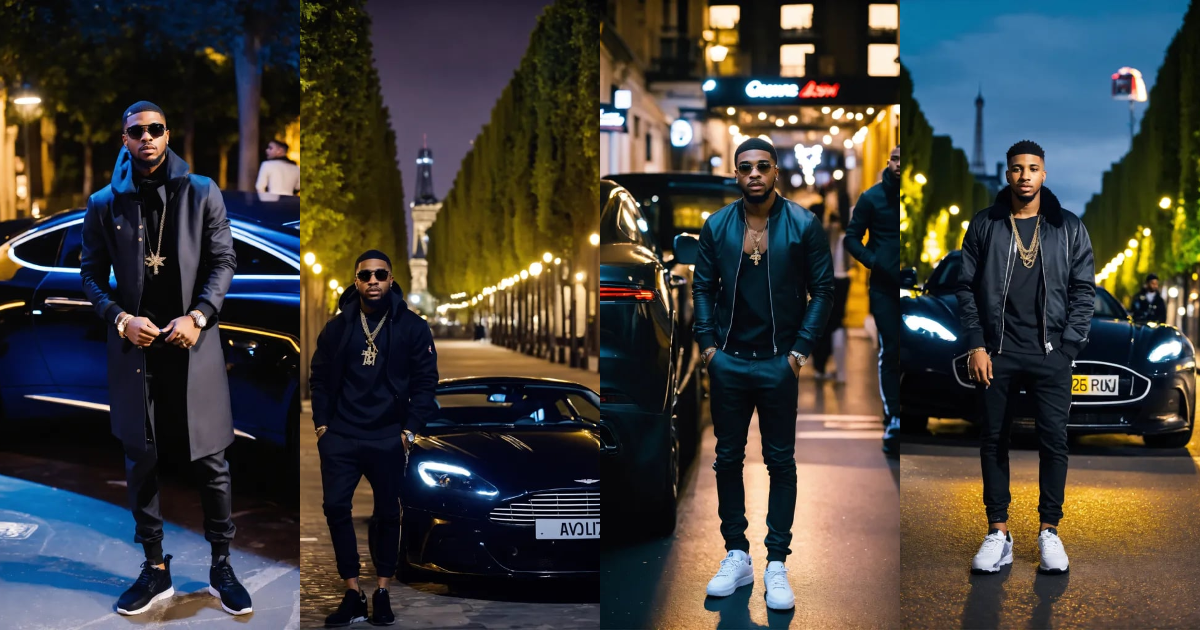 Lexica - Le rappeur Hamza à paris vue de loin, dans une tenue de luxe ...
