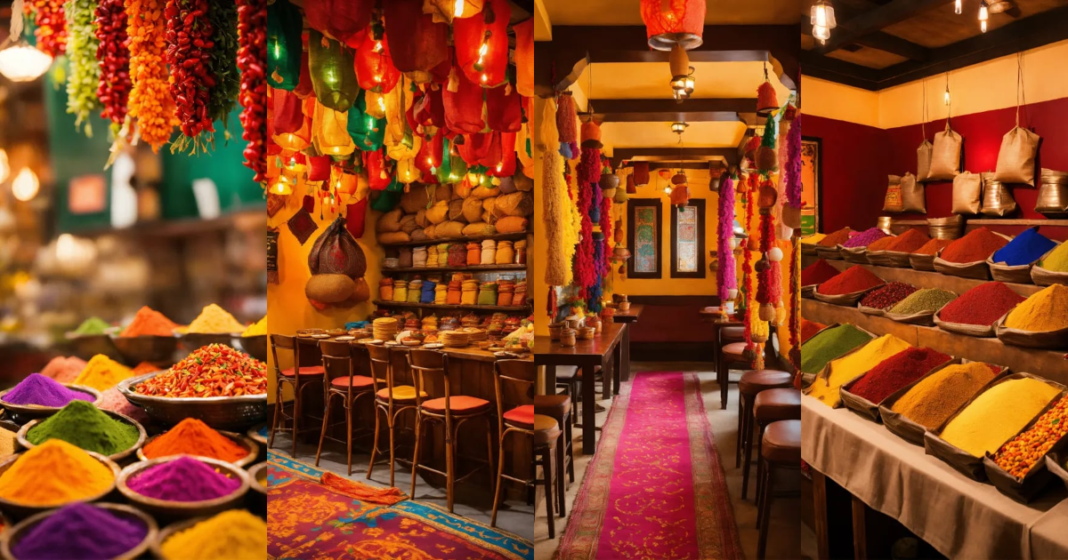 Lexica - Indian restaurant, a vibrant spice bazaar theme with colorful ...