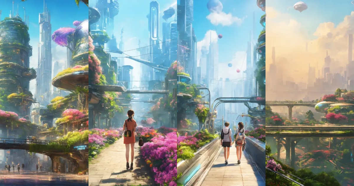 Lexica - Zoom on a smiling girl. in the background Imagine a futuristic ...