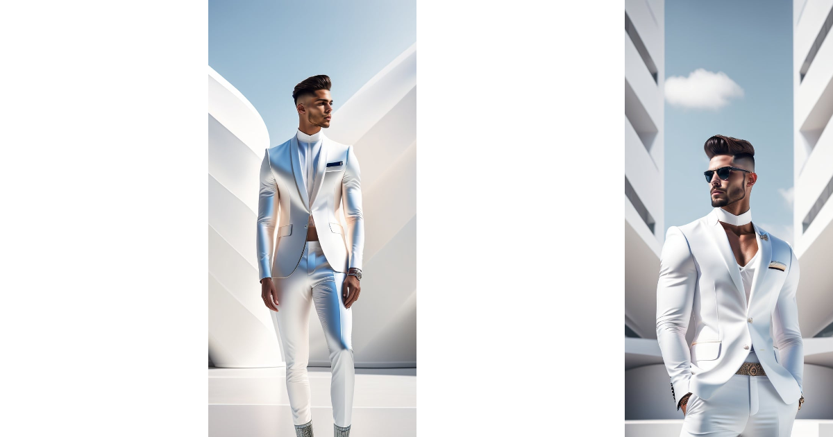 Lexica - Ultra hd! editorial, male model, white and chrome, structured ...