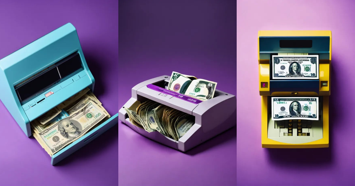 Lexica - The banknote counter is on the table, from there come out us ...