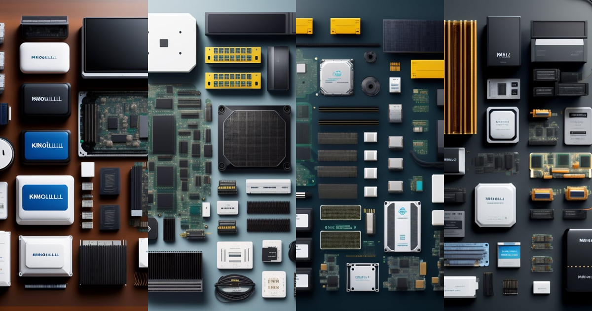 Lexica - Knolling, flat lay, computer parts, harddrive