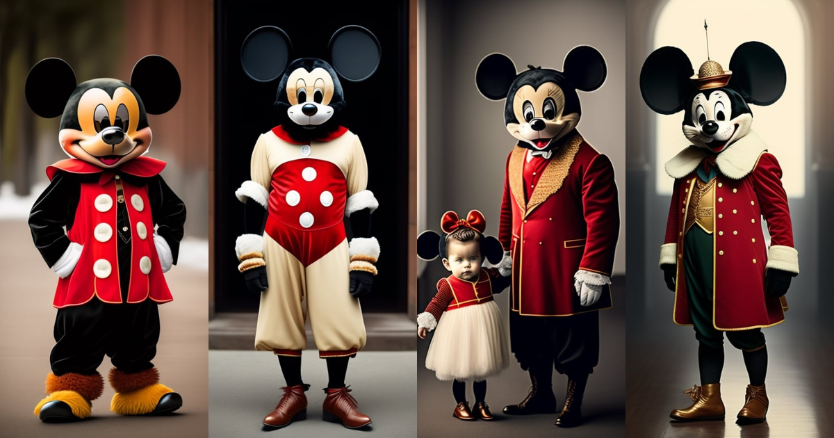 vieux costume de Mickey Mouse effrayant