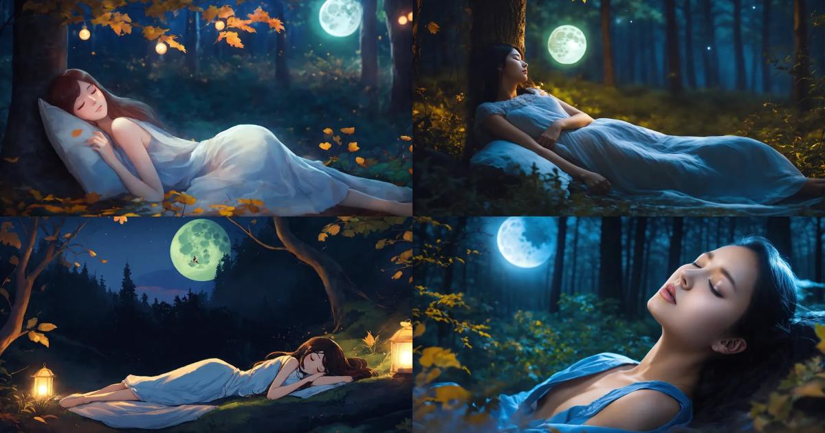 Lexica Beautiful Girl Sleep And Dream Of Ghost At Night Under Moon In
